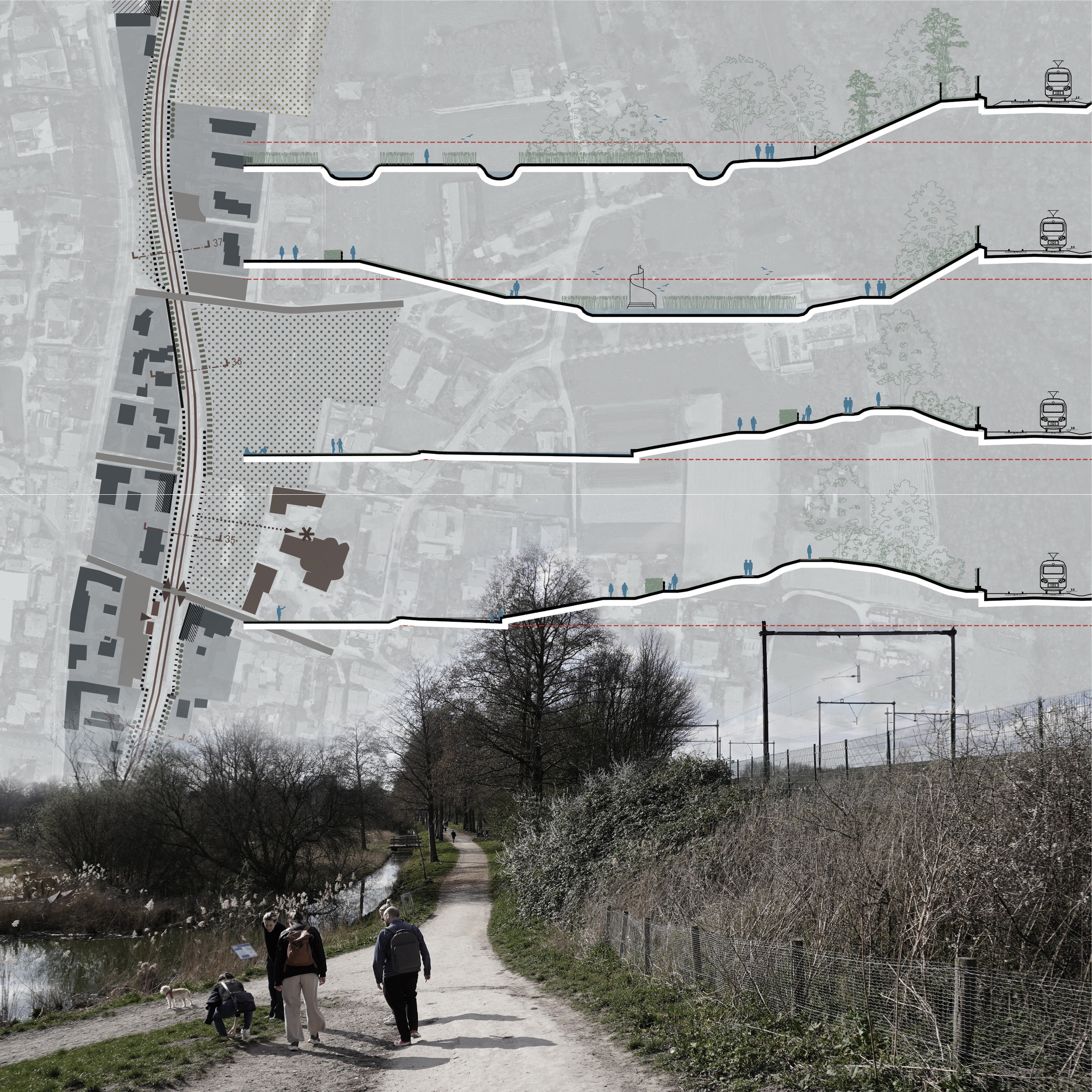 "The railway edge as an opportunity. From the local case study of Ferrovienord (Milan) to international best practices". Collage by the author (2025)