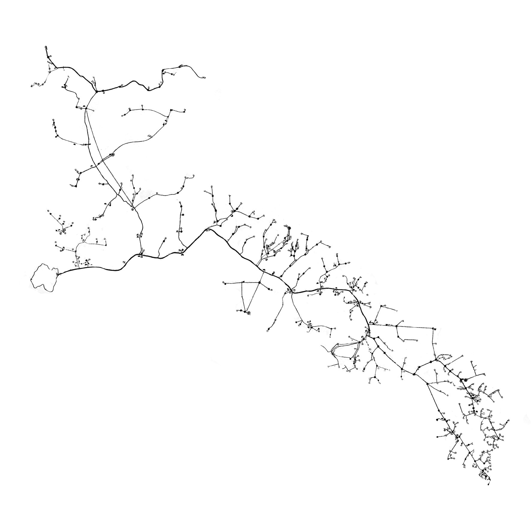 "Chorography of the Apulian Aqueduct". Drawing by the authors (2025)