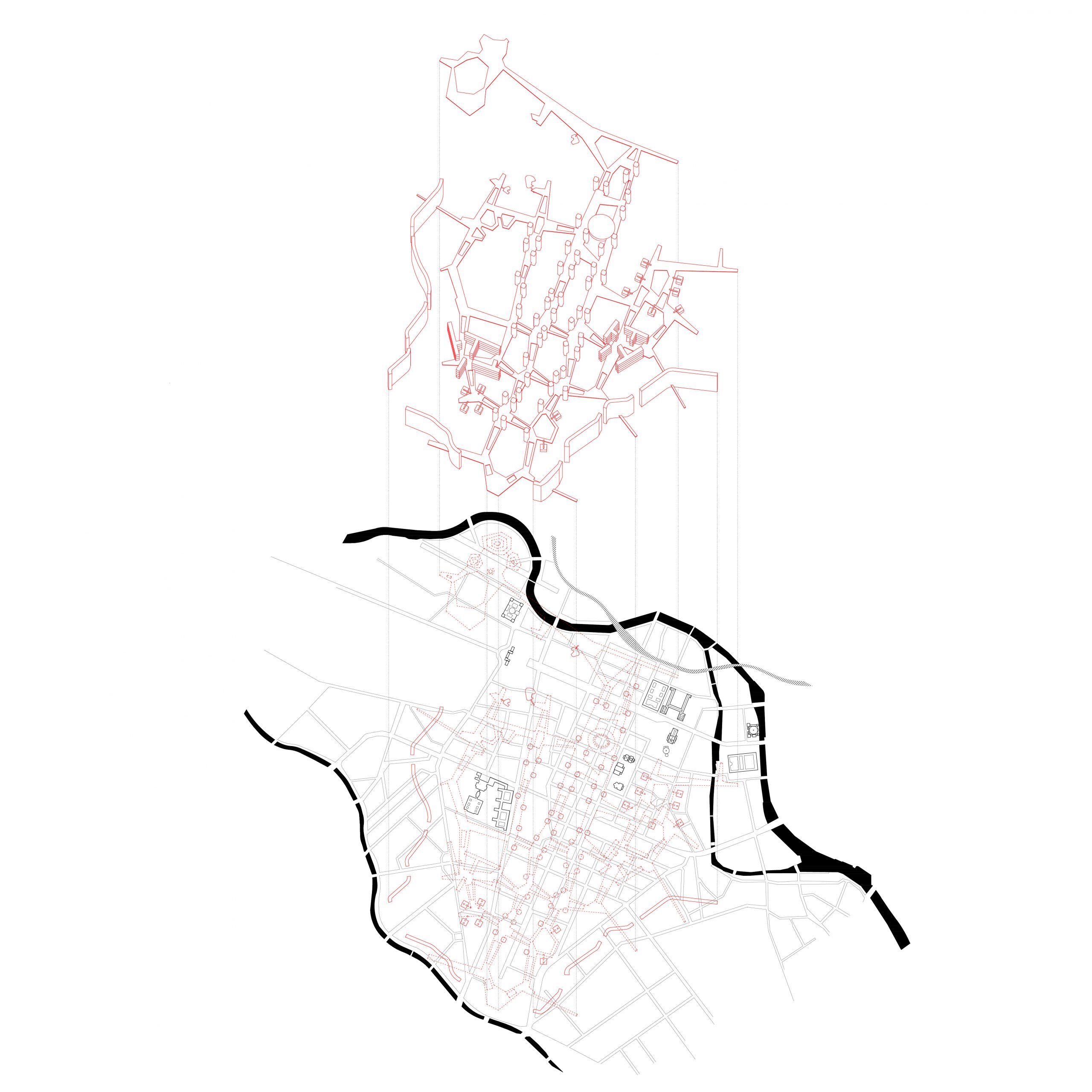 "Alyson and Peter Smithson, the Plan for the Centre of Berlin". Drawing by the author (2024)